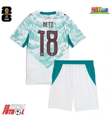 Portugal Pedro Neto #18 Segunda Equipación Niños Mundial 2026 Manga Corta (+ Pantalones cortos)